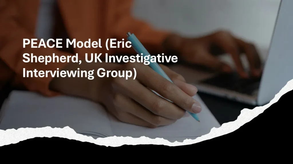 Learn the PEACE Model of investigative interviewing, including planning, engagement, account, closure, and evaluation.