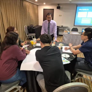 Corporate training group discussion session